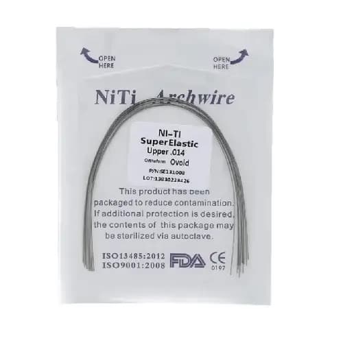 Arco ortodóntico NiTi superelástico superior 0.014 Ovoid